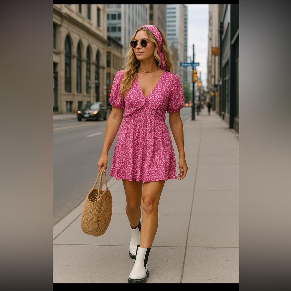 COPY - Zara - Pink & White  Dress